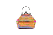 Bag with Semicircle - shaped Handle Frame and Traditional Brocade Pattern