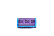 Folded Rectangular Purse with Woolen Balls on Fringe and Traditional Brocade Pattern