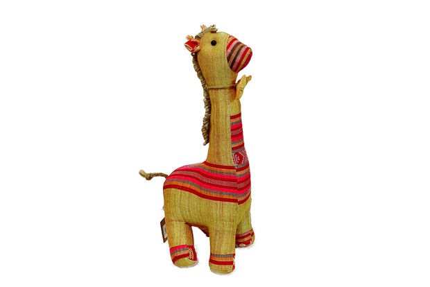 Stuffed Giraffe With Traditional Thai Brocade Patterns - Size M