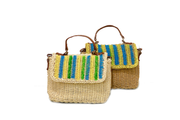 Rectangle Seagrass Bag With Leather Hand Straps And Painted Lid