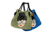 Seagrass Bag With Ring-Shaped Opening, Real Leather Straps And Various Of Decorations Pattern