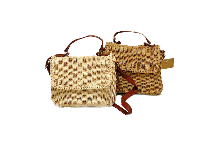 Rectangle Seagrass Bag With Leather Straps