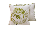 Square Linen Pillowcase 45X45 cm With Embroidered Bamboo, And Cane Patterns