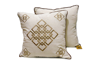Square Embroidered Linen Pillowcase 45 x 45 CM With Squares Overlap Patterns